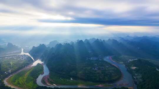 桂林漓江山水航拍延时风光