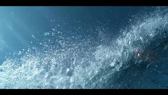 海底浪花冲向镜头海浪翻滚冲浪运动海底水花