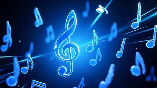 蓝色粒子音符跳动4K