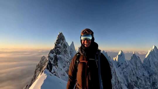 雪山前的登山者