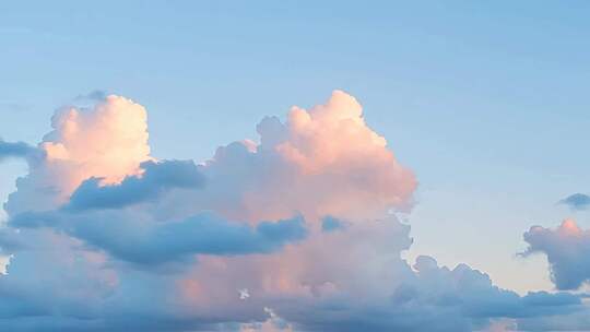 蓝天粉色云朵自然景观