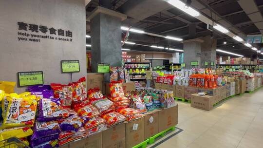 超市零食副食品购物的人视频素材模板下载