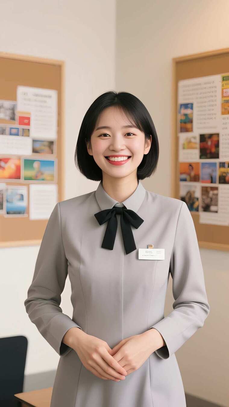 职业女性微笑站立办公场景