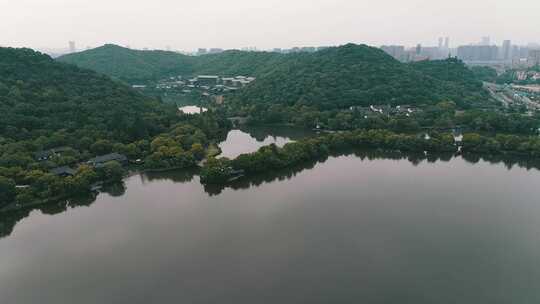 航拍杭州湘湖公园湖光山色醉怡人