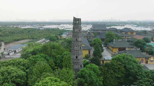 上海青龙古寺上海青浦区寺庙航拍