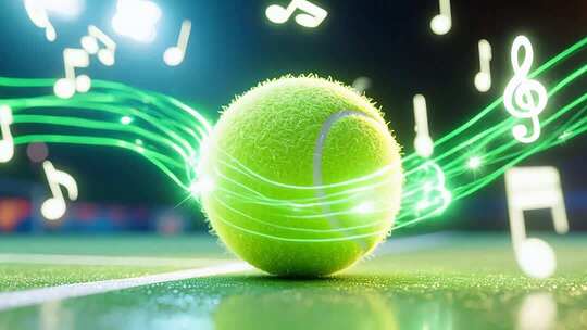 带音符特效的网球