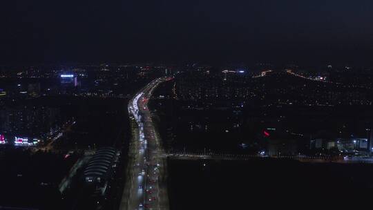 城市夜景秀沿路地铁站罗山路高架立交桥