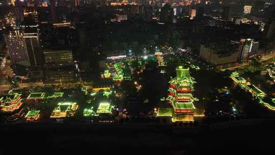 南昌滕王阁夜景航拍东湖区城市夜晚建筑风光