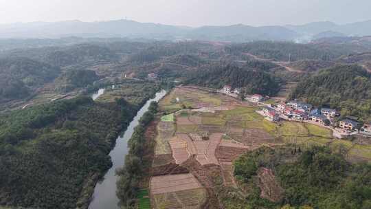 农业种植河流灌溉航拍