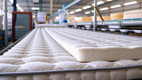 工业自动化床垫生产 机械操作工厂环境生产