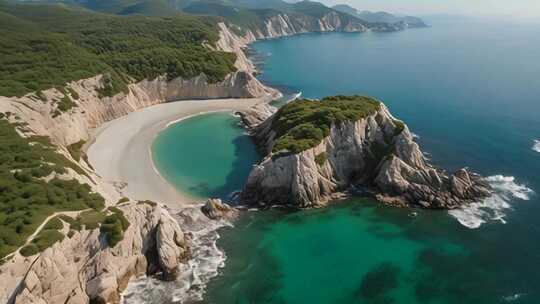 海岸悬崖与沙滩俯瞰美景