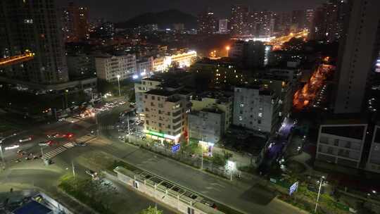 海南三亚湾天涯区夜景航拍