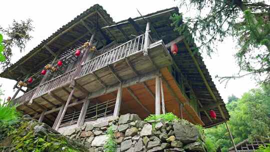 （4k合集）乡村土苗文化房屋吊脚楼民居建筑