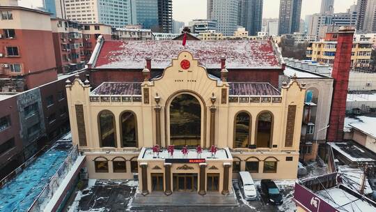 沈阳历史建筑冬季航拍人文风景