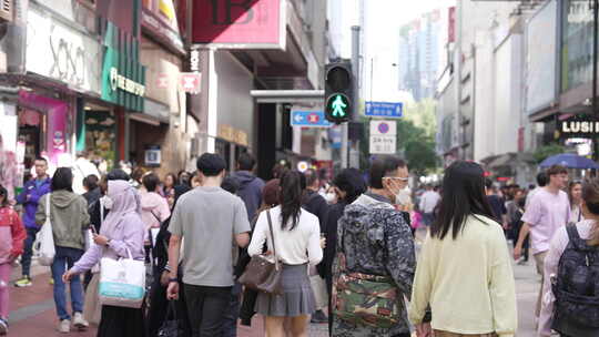 繁忙香港行人过马路视频素材模板下载