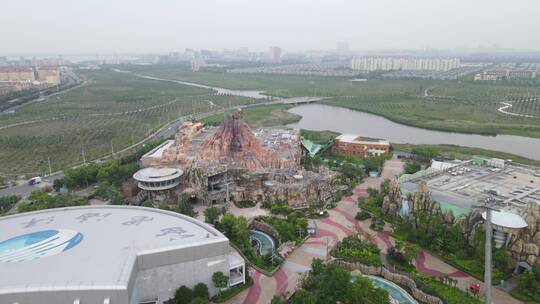 上海海昌海洋公园动物海洋馆游乐园4K航拍