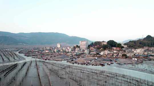 福建霞浦海岛海边滩涂日落晚霞自然风光