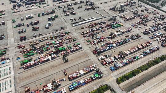 天津港集装箱码头航拍视频素材模板下载