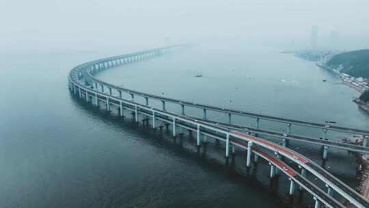 大连星海湾大桥航拍大气城市风景4K