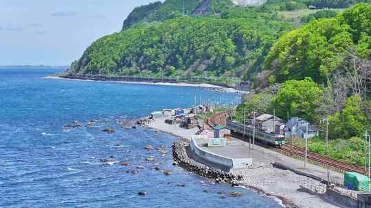 北海道 小樽 日本旅游 日本航拍 海边铁路