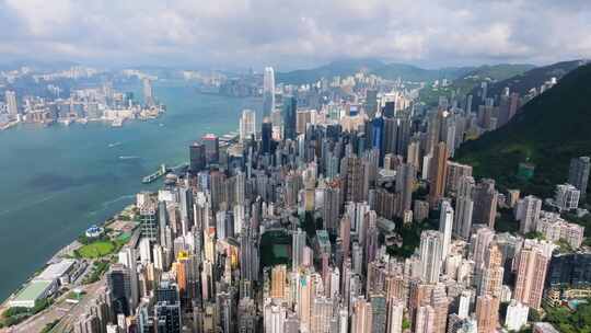 香港航拍港岛穿云大景视频素材模板下载