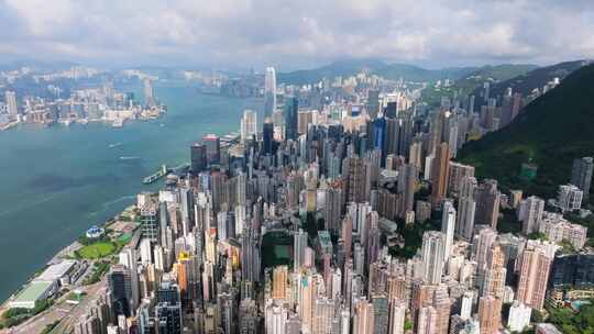 香港航拍港岛穿云大景