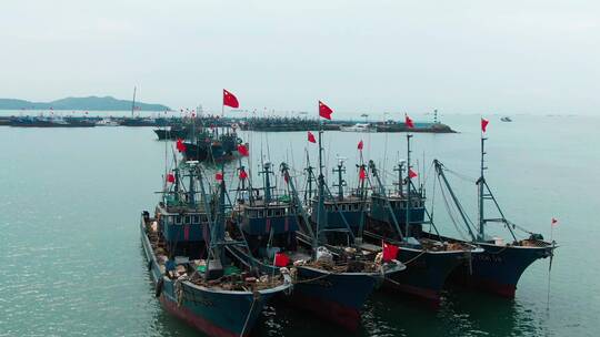 4K港口码头渔村渔民渔船海鲜市场青岛崂山