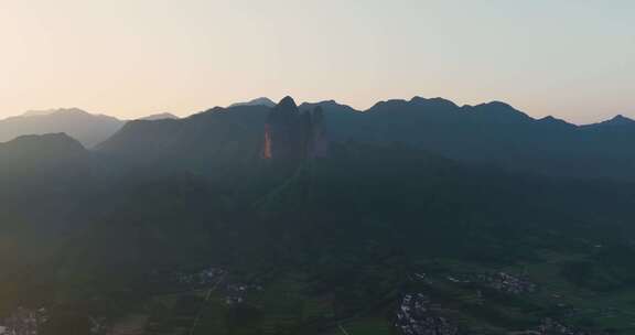 浙江省衢州市江山江郎山景区晨曦航拍