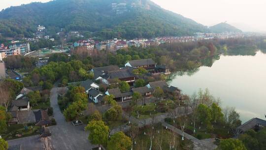 杭州市湘湖老虎洞景区春色航拍