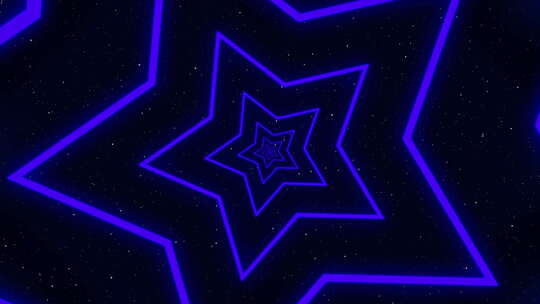 明亮发光的未来宇宙中无尽的星形隧道。闪亮