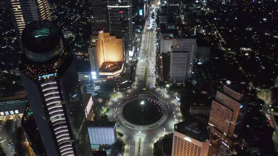 城市夜晚交通圈航拍