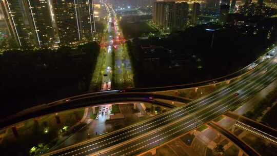 杭州滨江区江南大道立交桥高架桥夜晚夜景