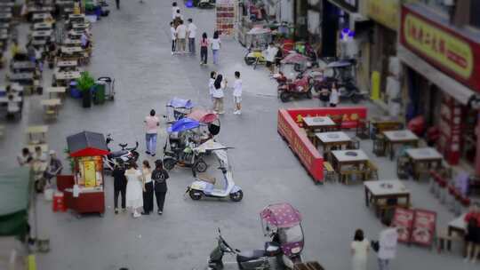 高清实拍夜市小吃街摊贩美食街