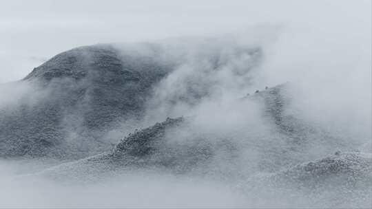 天目山脉桐杭岗千亩田山峰云海雪景航拍