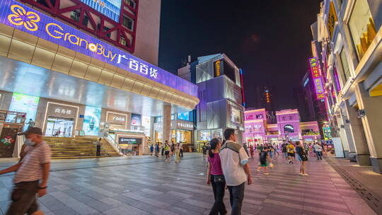 广州北京路步行街夜景延时-1视频素材模板下载
