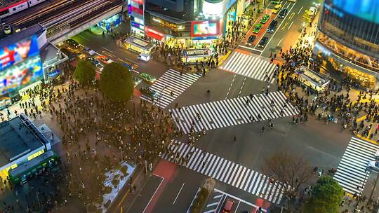 城市夜景车流 夜景人流 白领下班