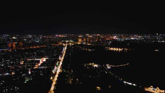 鸟瞰现代城市居民区夜景