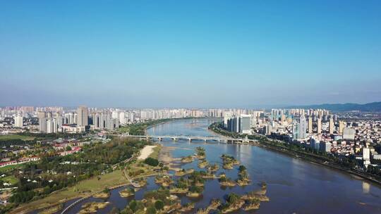陕西汉中汉江湿地公园天汉大桥左环绕