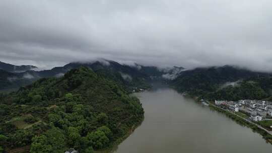 春日新安江山水画廊风光航拍素材