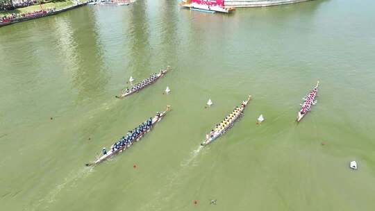龙舟比赛航拍画面