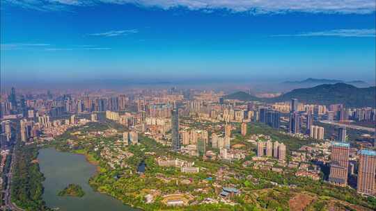 深圳湾华侨城国家湿地公园航拍城市风景