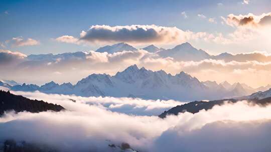 大气雪山雪山合集雪山云雾震撼雪山雪山延时