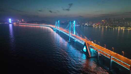 大桥夜景 航拍大桥视频素材模板下载