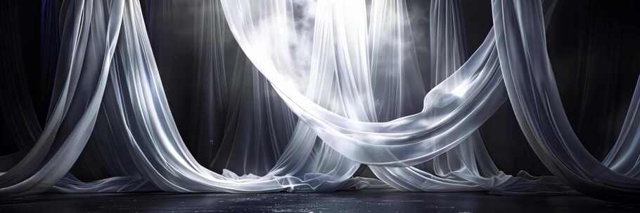 飘动的舞台白色纱幕背景