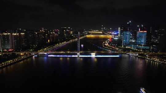 广州猎德大桥夜景车流