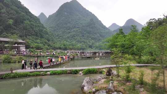 贵州荔波小七孔景区瀑布航拍