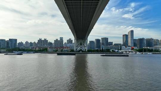 最新原创-上海卢浦大桥航拍上海世博文化园视频素材模板下载