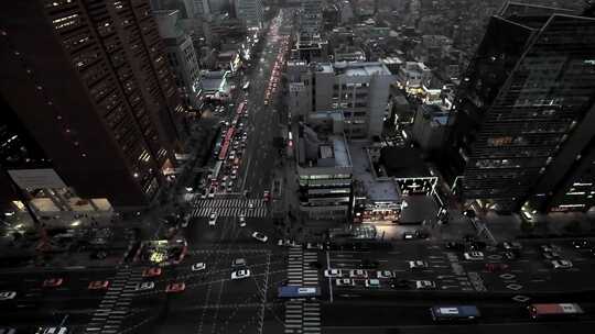 城市夜景摩天大楼夜晚的都市