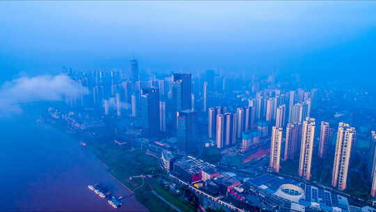 湖南长沙金融中心景点航拍延时摄影4K视频