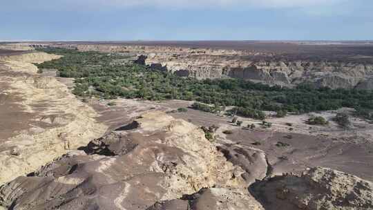 新疆克拉玛依白杨河大峡谷景区航拍自然风光